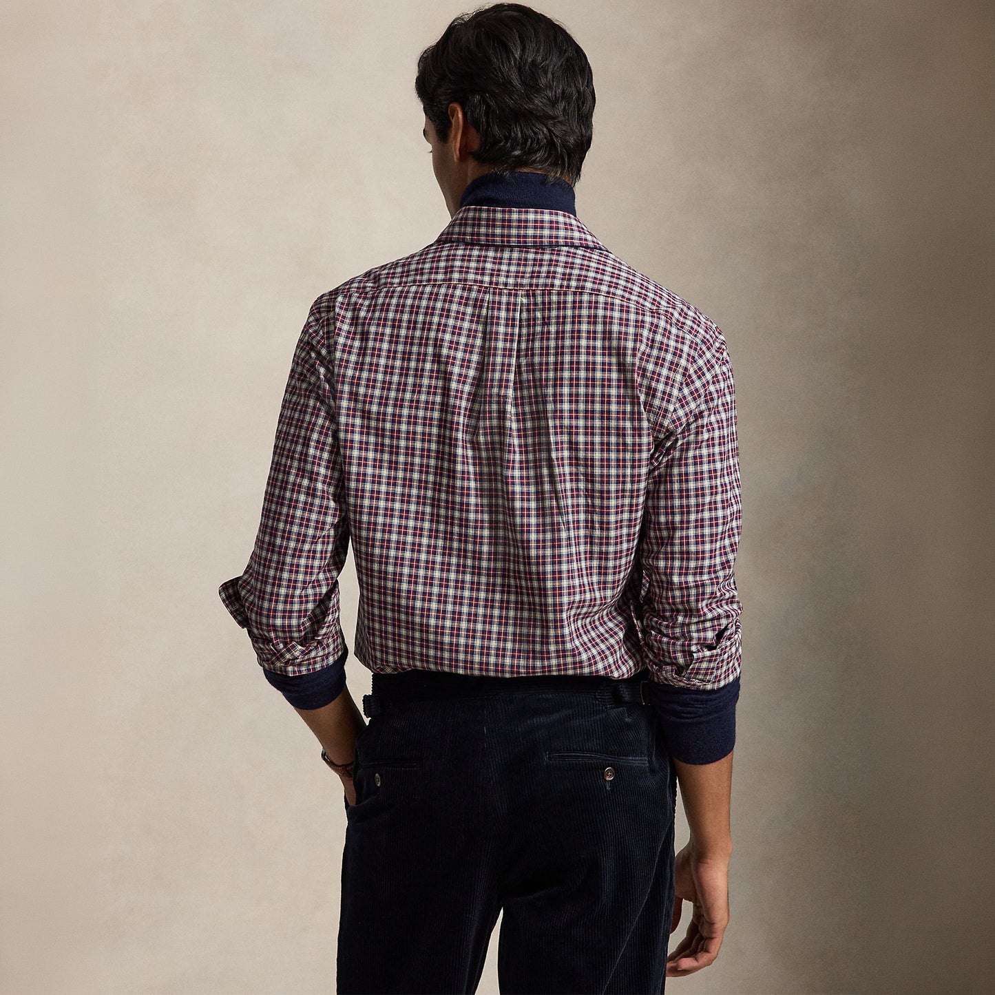 Polo Ralph Lauren Custom Fit Plaid Poplin Shirt Red Cream Multi
