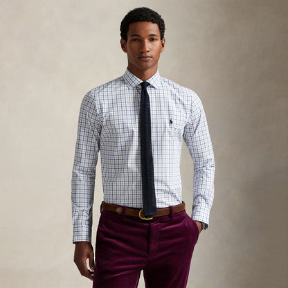 Polo Ralph Lauren Custom Fit Plaid Stretch Poplin Shirt White / Blue / Multi