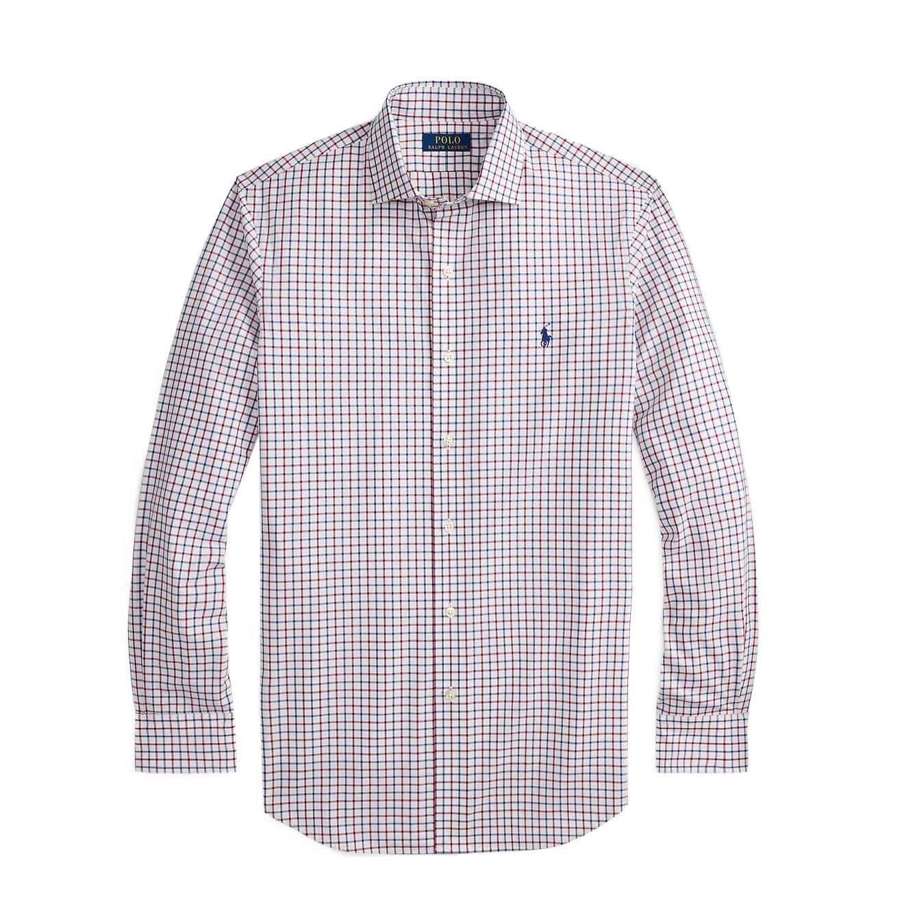 Polo Ralph Lauren Custom Fit Plaid Stretch Poplin Shirt White / Wine / Multi - The Sporting Lodge