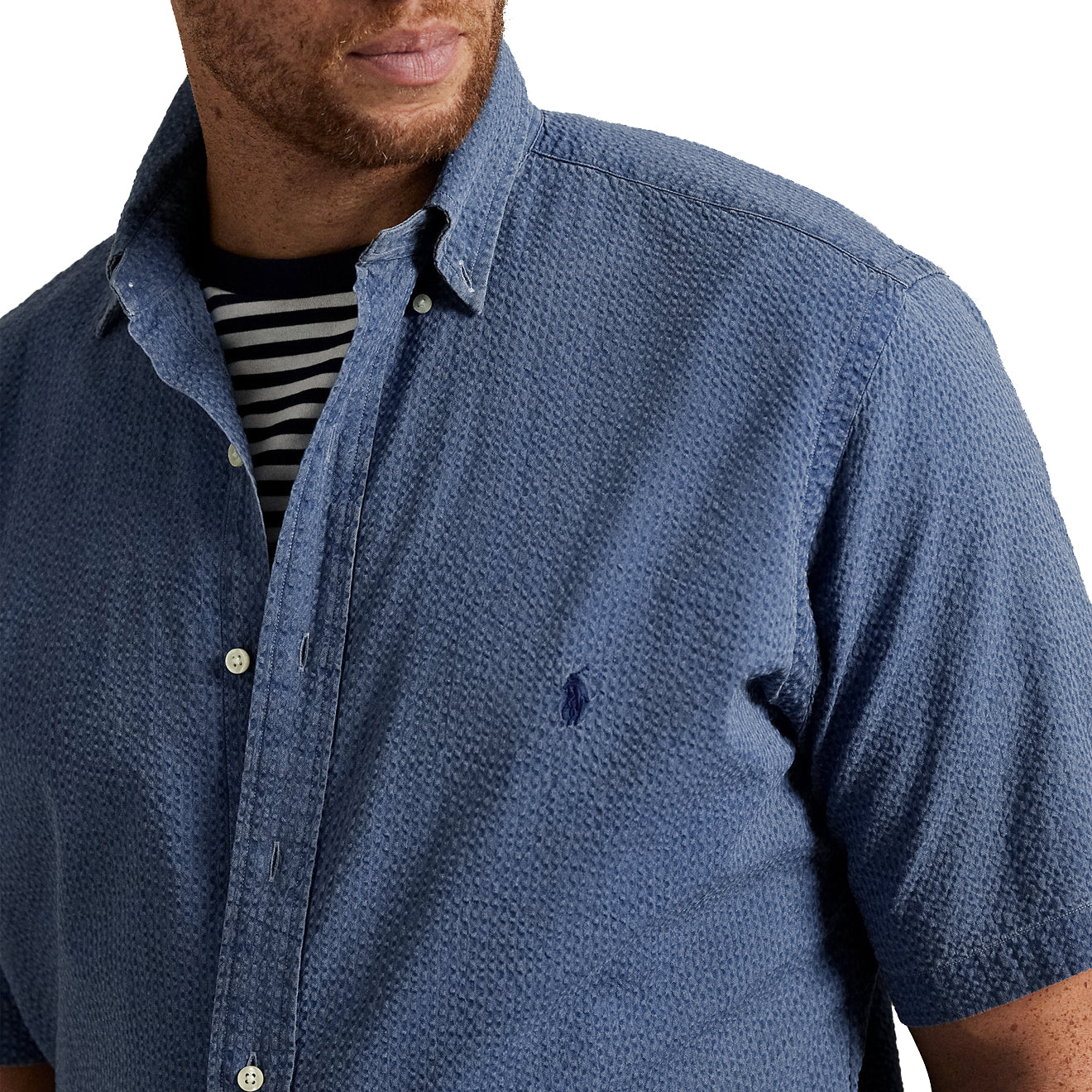 トップス POLO RALPH LAUREN INDIGO SEERSUCKER BD Polo Ralph Lauren Seersucker Short Sleeve Shirt Dark Indigo