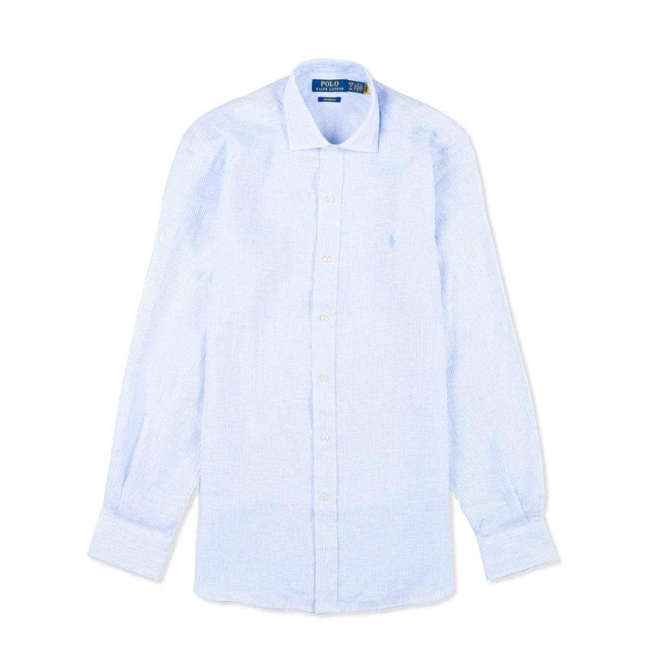 Polo Ralph Lauren Custom Fit Striped Linen Shirt Cabana Blue White