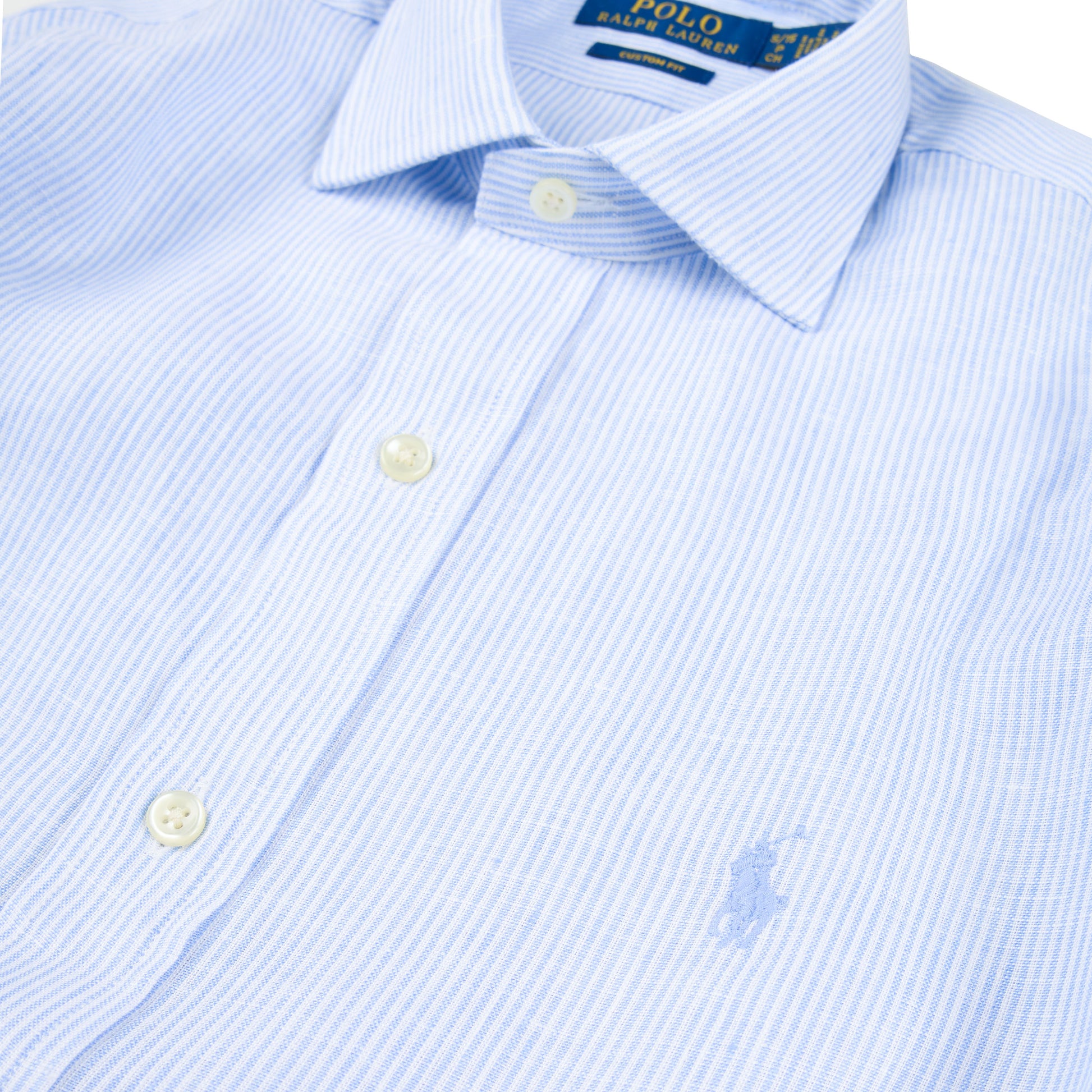 Polo Ralph Lauren Custom Fit Striped Linen Shirt Cabana Blue White - The Sporting Lodge