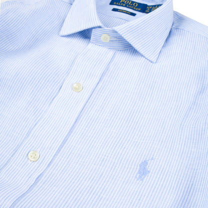 Polo Ralph Lauren Custom Fit Striped Linen Shirt Cabana Blue White - The Sporting Lodge
