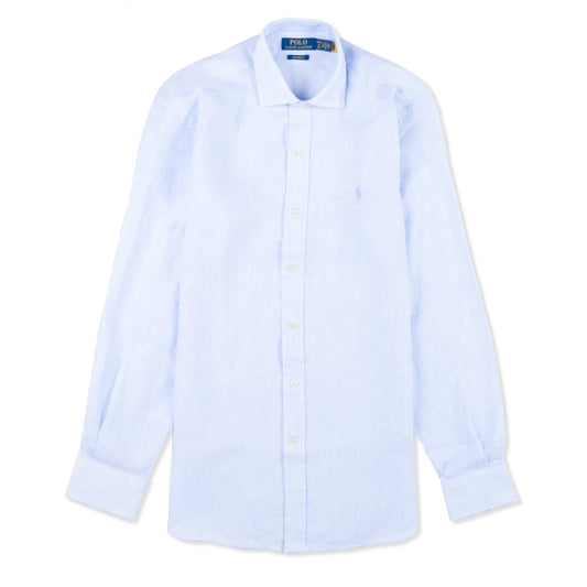 Polo Ralph Lauren Custom Fit Striped Linen Shirt Cabana Blue White - The Sporting Lodge