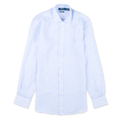Polo Ralph Lauren Custom Fit Striped Linen Shirt Cabana Blue White - The Sporting Lodge