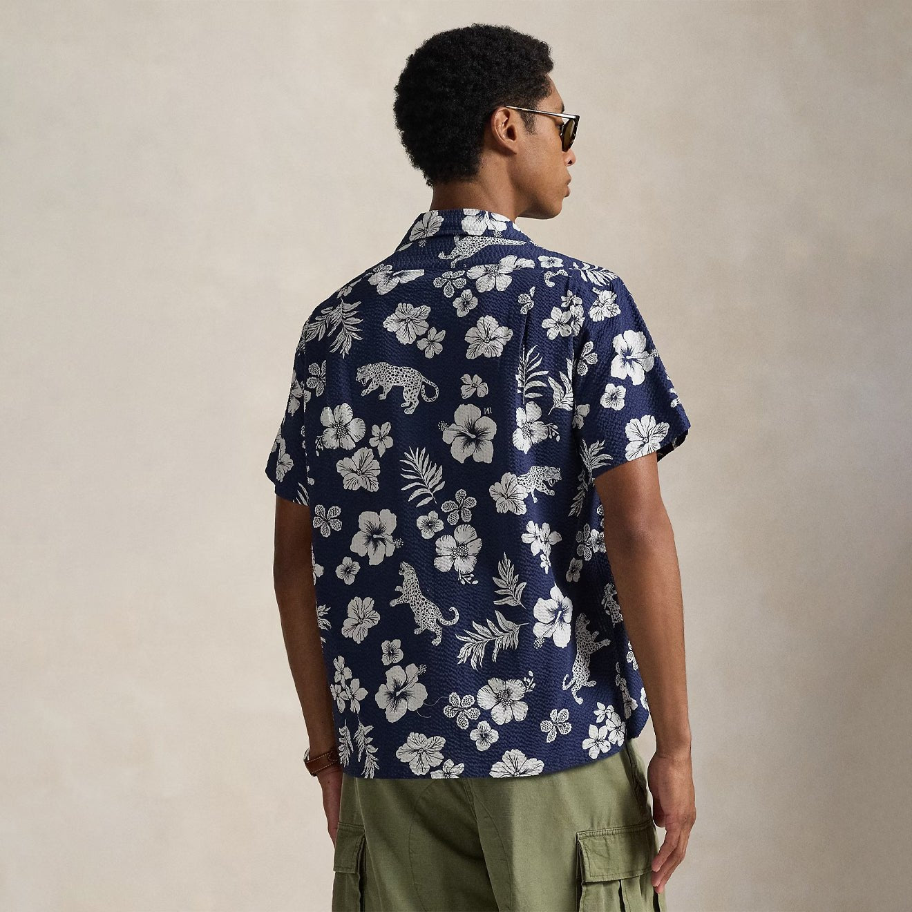 Polo Ralph Lauren Custom Fit Striped Linen Shirt Jaguar Tropical