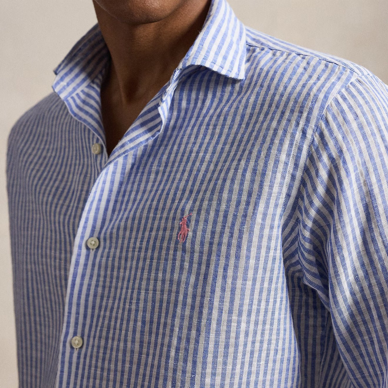 Polo Ralph Lauren Custom Fit Striped Seersucker Shirt Blue White
