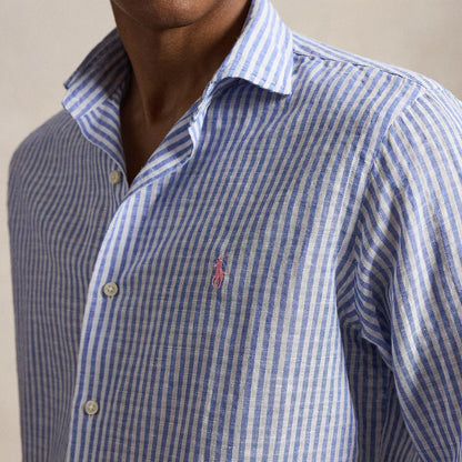 Polo Ralph Lauren Custom Fit Striped Seersucker Shirt Blue White