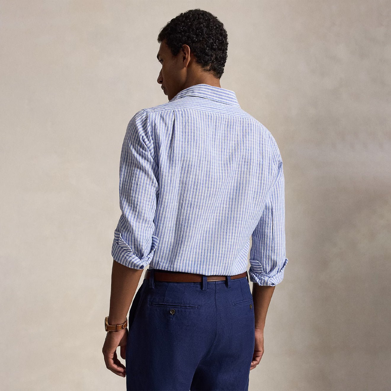 Polo Ralph Lauren Custom Fit Striped Seersucker Shirt Blue White