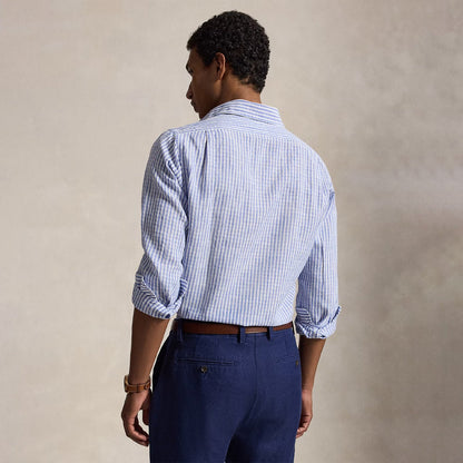 Polo Ralph Lauren Custom Fit Striped Seersucker Shirt Blue White