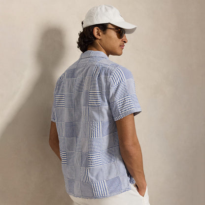 Polo Ralph Lauren Classic Fit Patchwork Seersucker Shirt Patchwork Blues