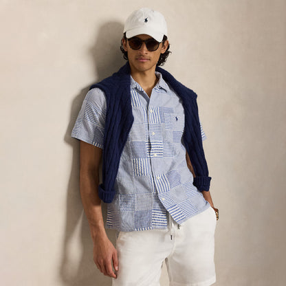 Polo Ralph Lauren Classic Fit Patchwork Seersucker Shirt Patchwork Blues