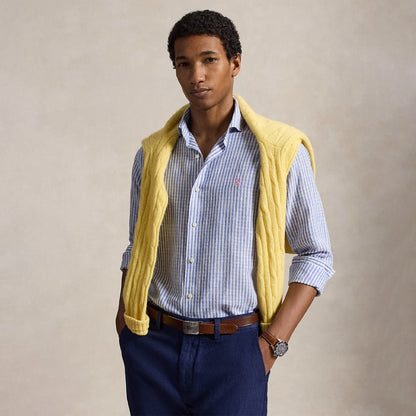 Polo Ralph Lauren Custom Fit Striped Seersucker Shirt Blue White