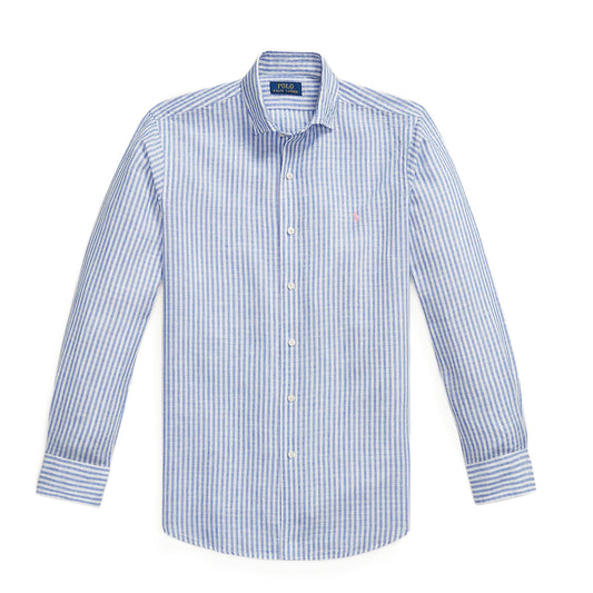 Polo Ralph Lauren Custom Fit Striped Seersucker Shirt Blue White