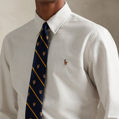 Polo Ralph Lauren Custom Fit Striped Oxford Shirt Coastal Beige / White - The Sporting Lodge