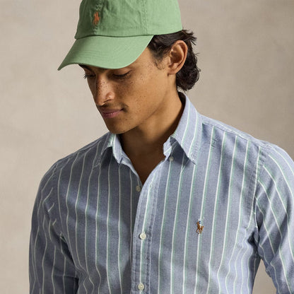 Polo Ralph Lauren Custom Fit Striped Oxford Shirt Navy Green Multi - The Sporting Lodge