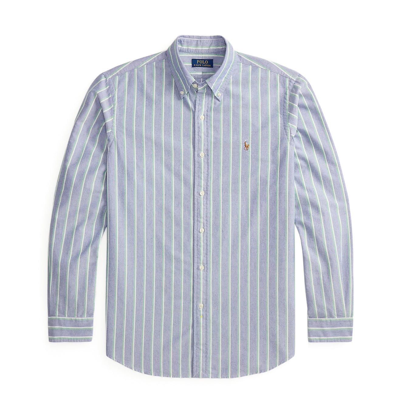 Polo Ralph Lauren Custom Fit Striped Oxford Shirt Navy Green Multi - The Sporting Lodge