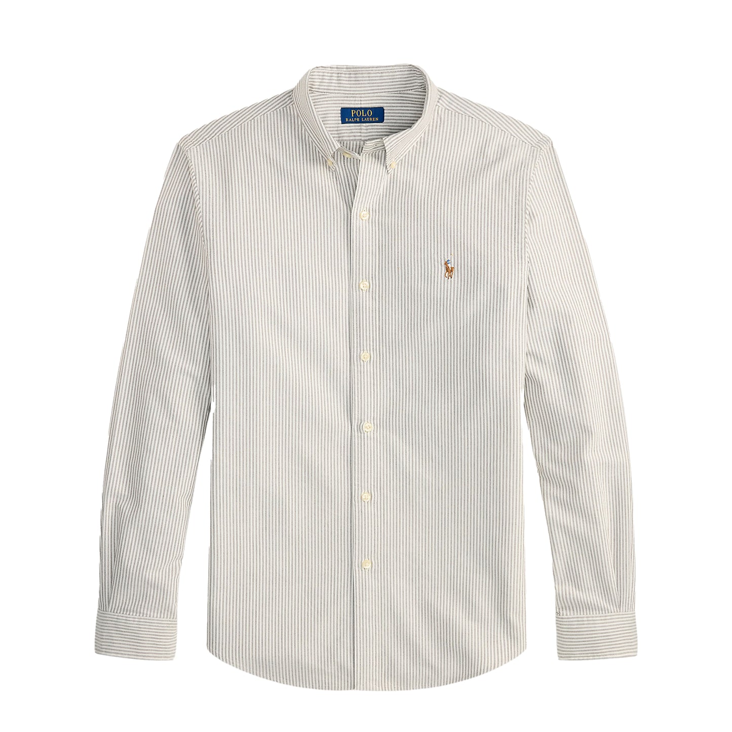 Polo Ralph Lauren Custom Fit Striped Oxford Shirt Nutmeg Brown White