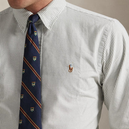 Polo Ralph Lauren Custom Fit Striped Oxford Shirt Shamrock / White