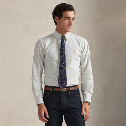 Polo Ralph Lauren Custom Fit Striped Oxford Shirt Shamrock / White