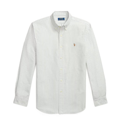 Polo Ralph Lauren Custom Fit Striped Oxford Shirt Shamrock / White