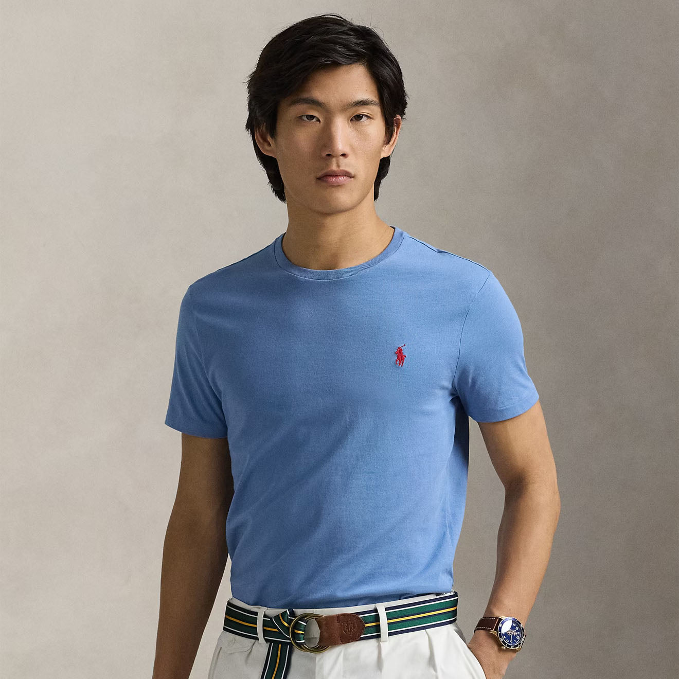 Polo Ralph Lauren Custom Slim Crewneck T-Shirt Campus Blue - The Sporting Lodge