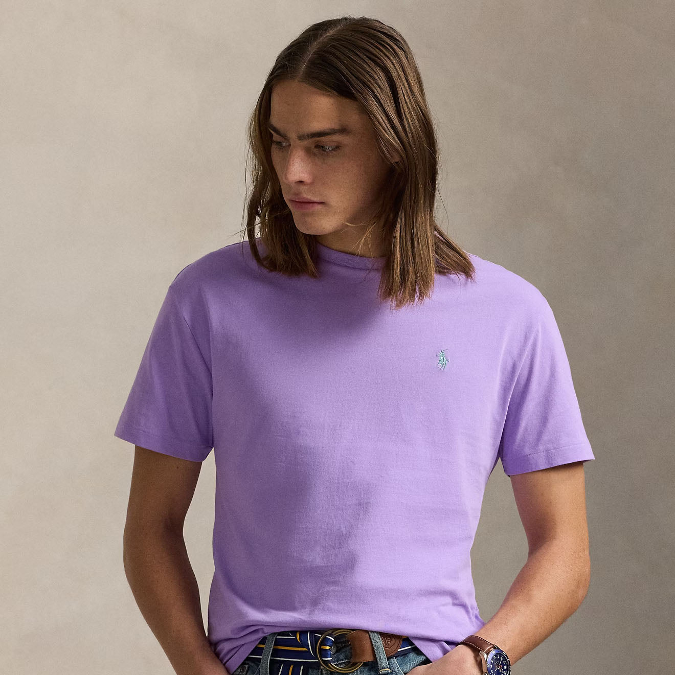 Polo Ralph Lauren Custom Slim Crewneck T-Shirt Light Lilac - The Sporting Lodge