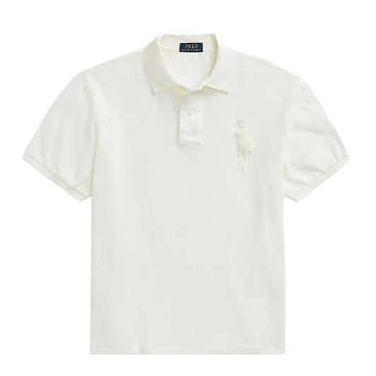 Polo Ralph Lauren Custom Slim Fit Big Pony Mesh Polo Shirt Clubhouse Cream