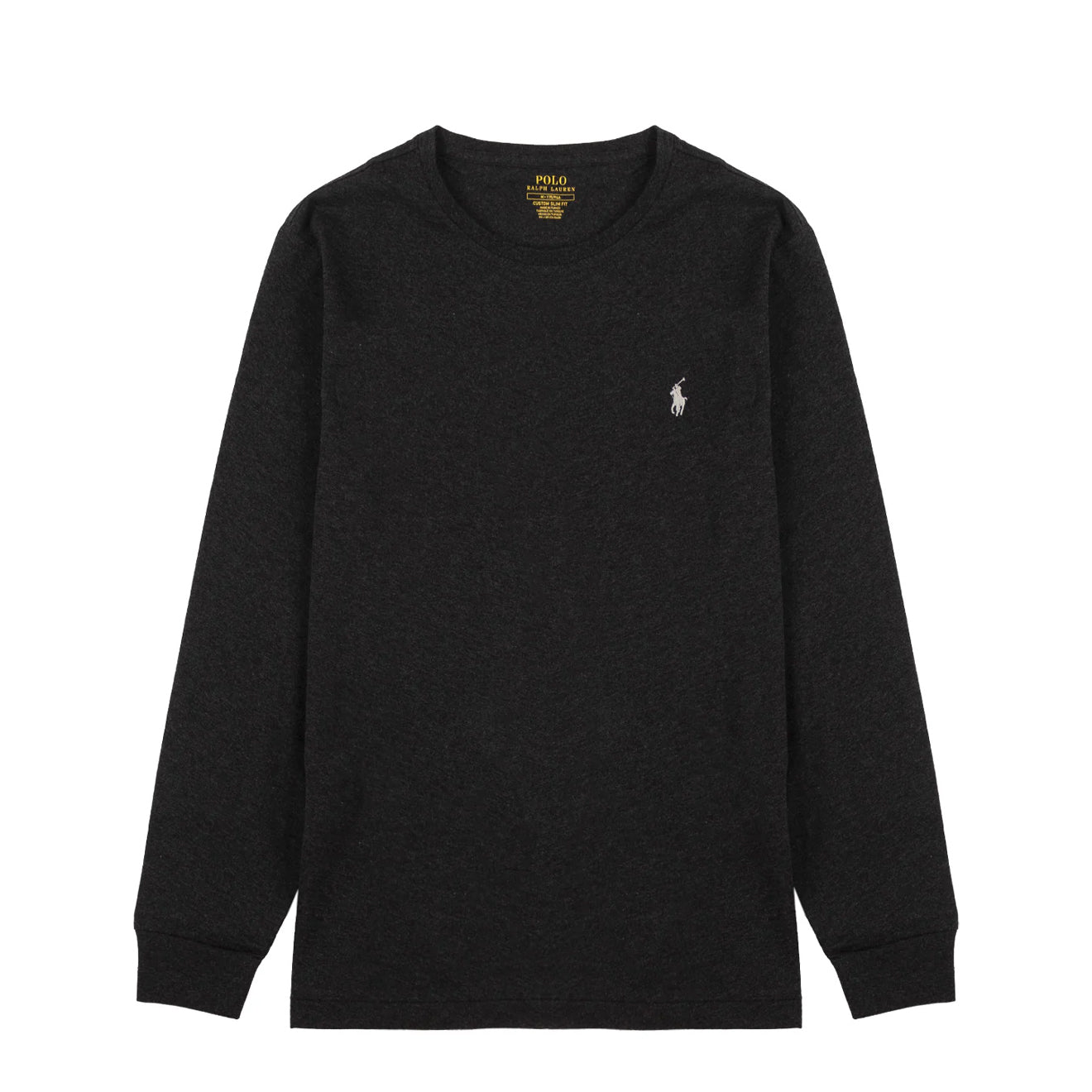 Polo Ralph Lauren Custom Slim Fit Cotton LS T-Shirt Black Heather