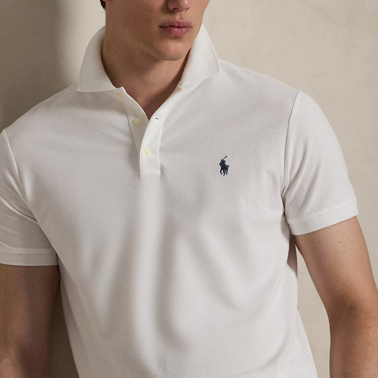 Polo Ralph Lauren Custom Slim Fit Honeycomb - Mesh Polo Shirt White