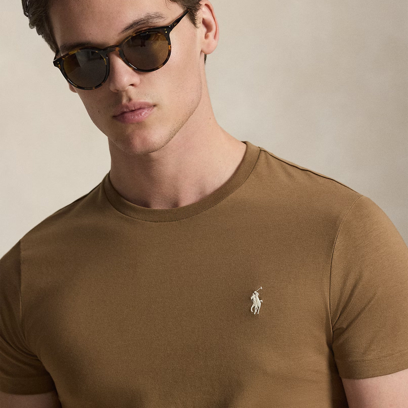 Polo Ralph Lauren Custom Slim Fit Jersey Crewneck T-Shirt RL Brown - The Sporting Lodge