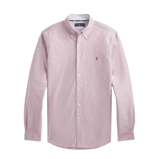 Polo Ralph Lauren Custom Fit Oxford Shirt Crimson / White - The Sporting Lodge