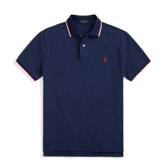 Polo Ralph Lauren Custom Slim Fit Mesh Tipped Polo Newport Navy