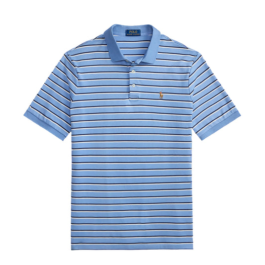 Polo Ralph Lauren Custom Slim Fit Striped Soft Cotton Polo Shirt Sky Blue Multi - The Sporting Lodge