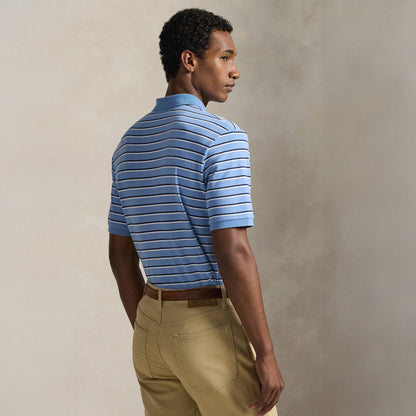 Polo Ralph Lauren Custom Slim Fit Striped Soft Cotton Polo Shirt Sky Blue Multi - The Sporting Lodge