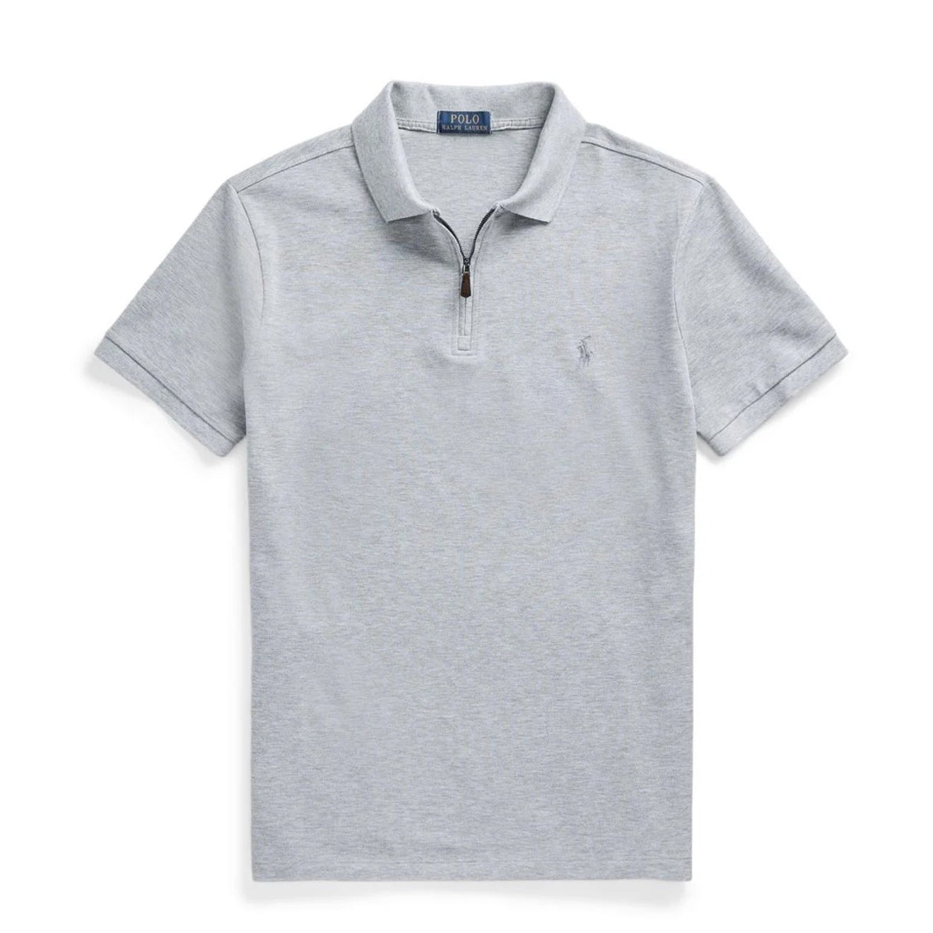 Polo Ralph Lauren Custom Slim Fit Zip Neck Polo Shirt Andover Heather