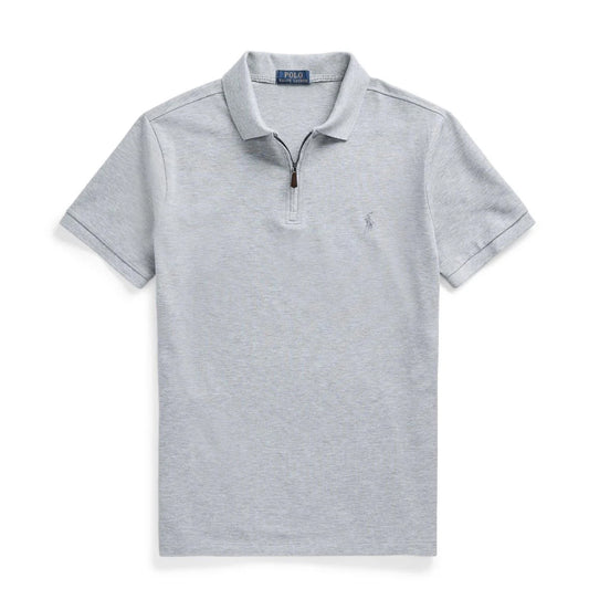 Polo Ralph Lauren Custom Slim Fit Zip Neck Polo Shirt Andover Heather