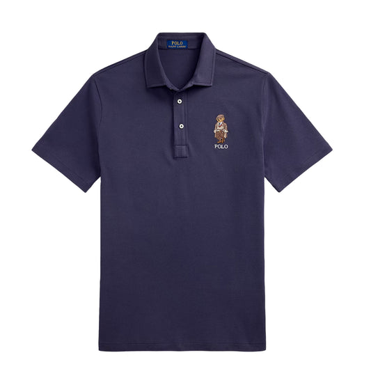 Polo Ralph Lauren Custom Slim Polo Bear Mesh Polo Shirt Faded Blue Heritage Bear
