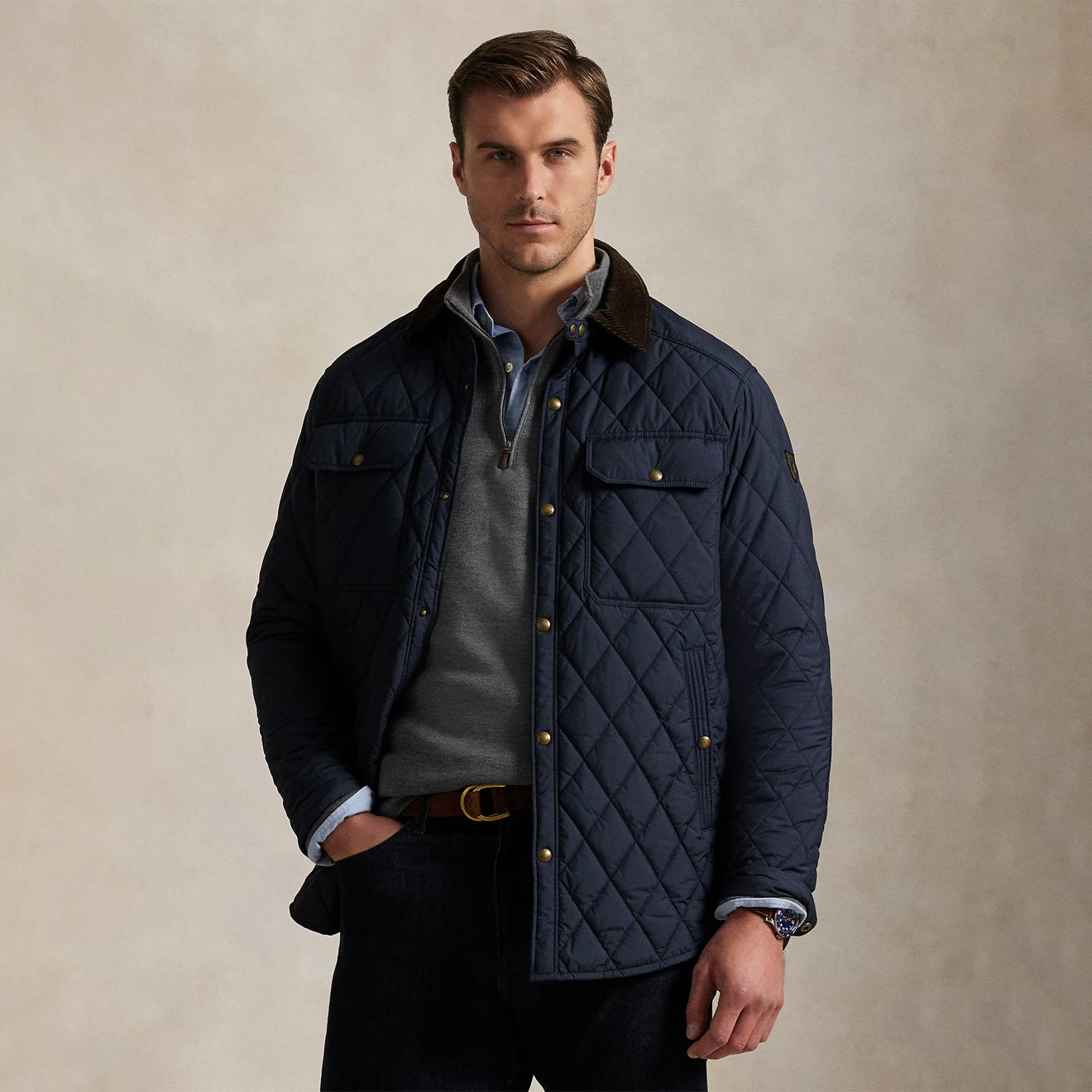 Polo Ralph Lauren Double-Knit Mesh Quarter-Zip Pullover Fortress Grey Heather - The Sporting Lodge