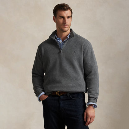 Polo Ralph Lauren Double-Knit Mesh Quarter-Zip Pullover Fortress Grey Heather - The Sporting Lodge
