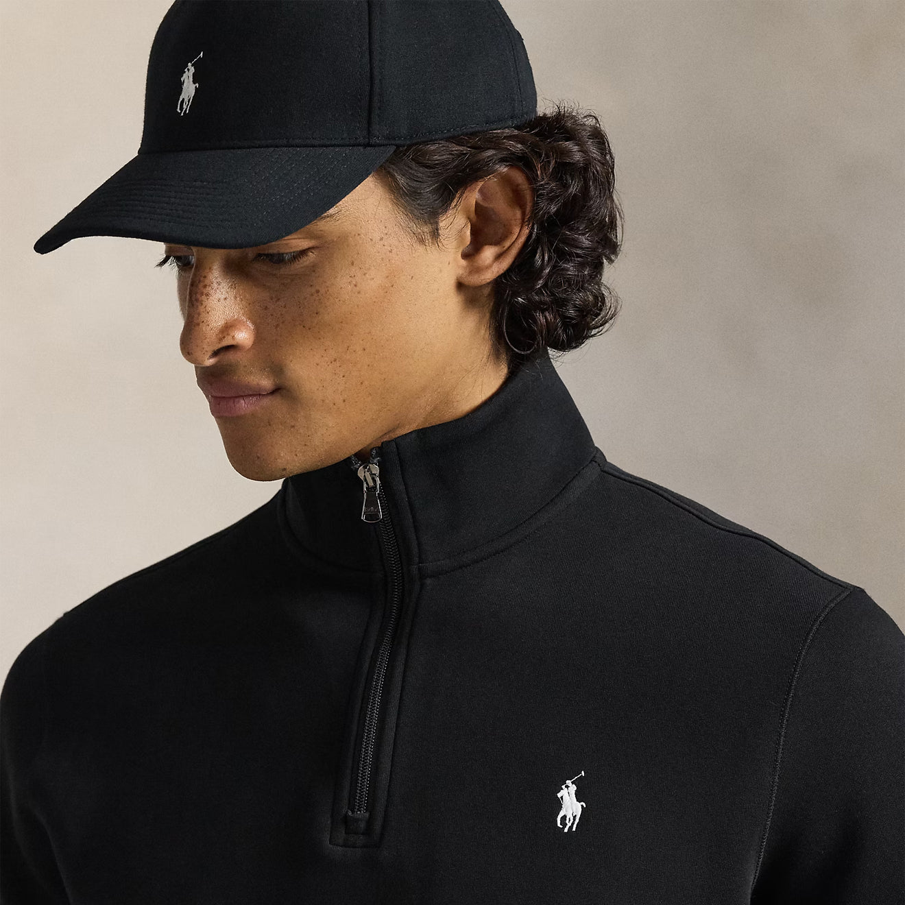 Polo Ralph Lauren Double-Knit Quarter-Zip Pullover Black