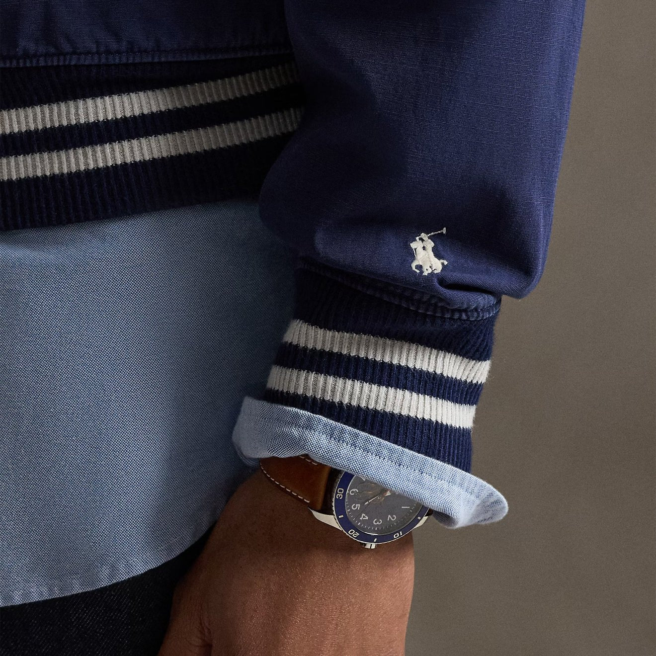 Polo Ralph Lauren Embroidered Canvas Track Jacket Newport Navy - The Sporting Lodge