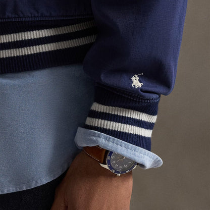 Polo Ralph Lauren Embroidered Canvas Track Jacket Newport Navy - The Sporting Lodge