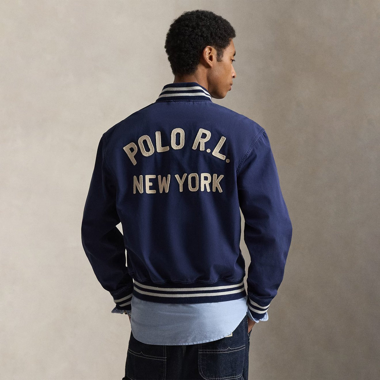 Polo Ralph Lauren Embroidered Canvas Track Jacket Newport Navy - The Sporting Lodge