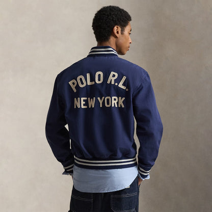 Polo Ralph Lauren Embroidered Canvas Track Jacket Newport Navy - The Sporting Lodge