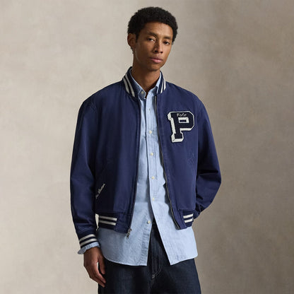 Polo Ralph Lauren Embroidered Canvas Track Jacket Newport Navy - The Sporting Lodge