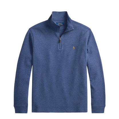 Polo Ralph Lauren Estate Rib Quarter Zip Pullover Derby Blue Heather