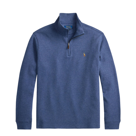 Polo Ralph Lauren Estate Rib Quarter Zip Pullover Derby Blue Heather