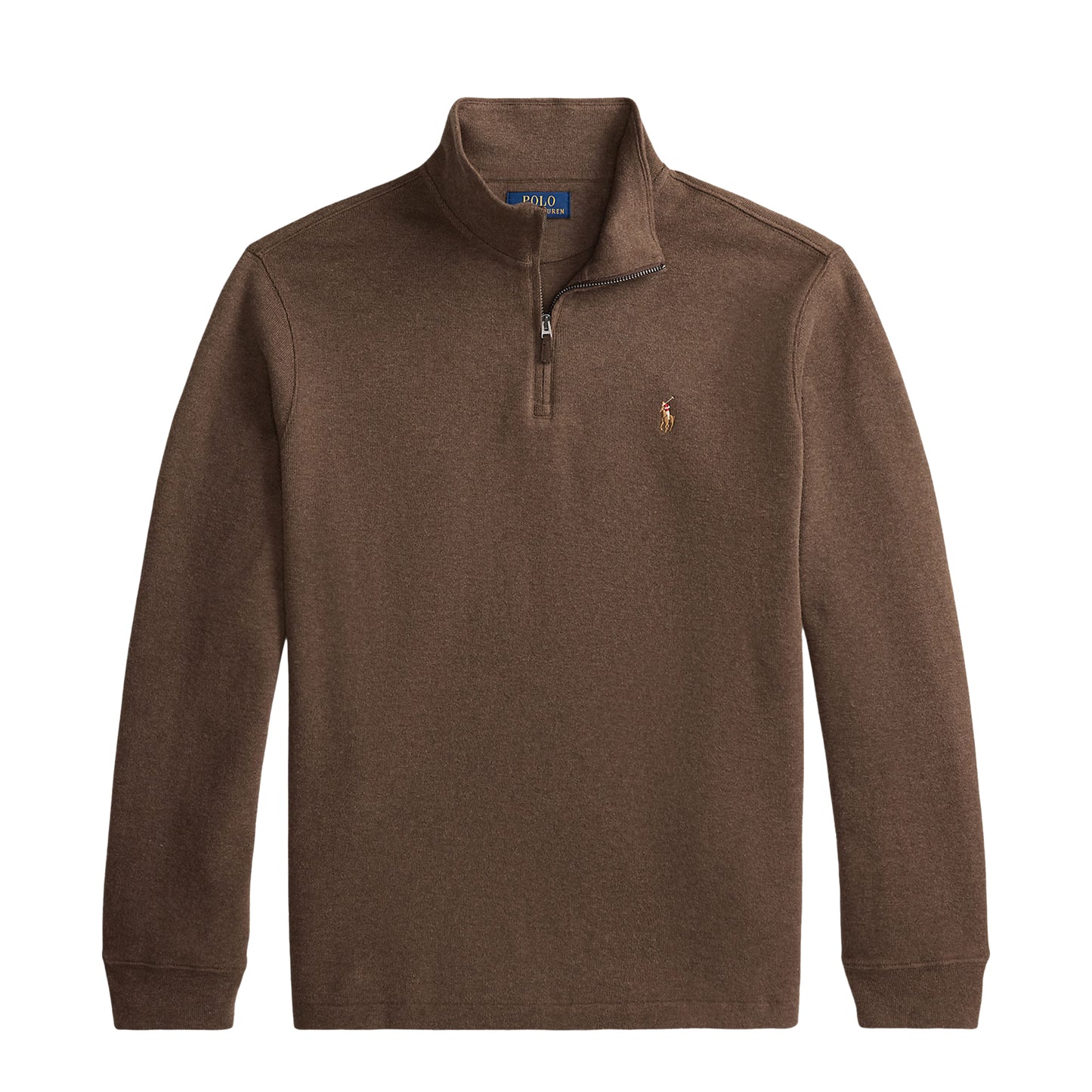 Polo Ralph Lauren Estate Rib Quarter Zip Pullover Nutmeg Brown Heather