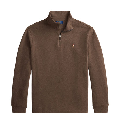 Polo Ralph Lauren Estate Rib Quarter Zip Pullover Nutmeg Brown Heather